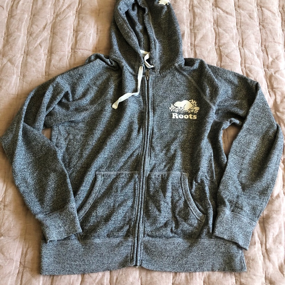 Roots Canada grey women’s zip up hoodie large